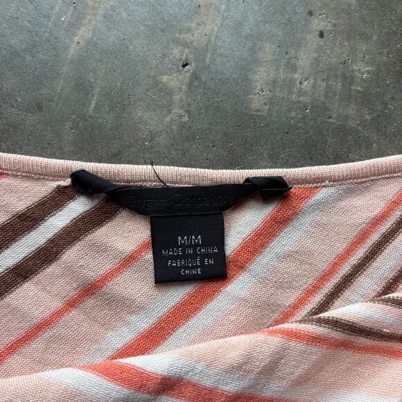 Guess Collection Long Sleeve Blouse Womens M Peach Brown Striped Square Neck Top - Picture 8 of 14